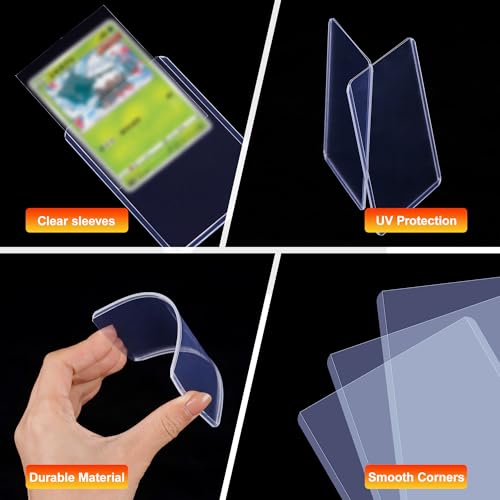 1000 Card Sleeves Set - 500 Hard Plastic & 500 Soft Clear Trading Card Protectors, 3x4 Inches