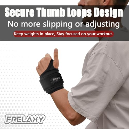 Wrist Weights with Thumb Loops - Black, 1 lb Pair for Fitness & Exercise