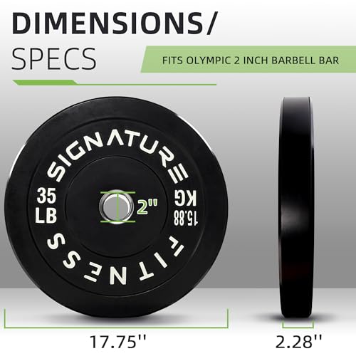 Fitvids Olympic Barbell 2-Inch Rubber Bumper Plate Weight Set for Strength Training, Multiple Options