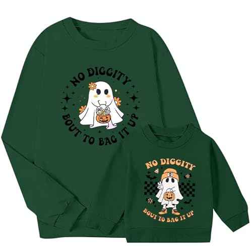 KNEYATTA Halloween Mommy and Me Outfits Family Matching Outfit Spooky Mama and Mini Shirt Cute Spooky Ghost Fall Tops