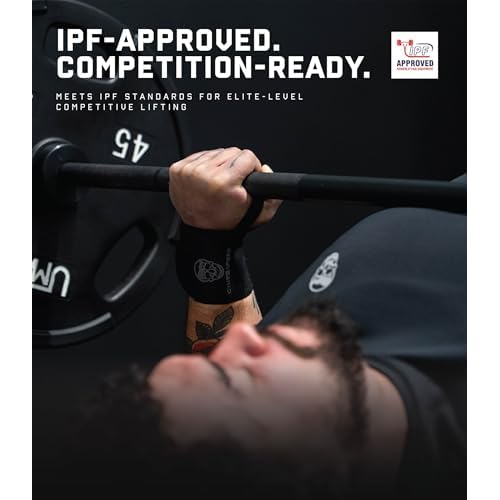 Gymreapers Weightlifting Wrist Wraps (IPF Approved) 18" Professional Quality Wrist Support with Heavy Duty Thumb Loop - Best Wrap for Powerlifting Competition, Strength Training, Bodybuilding