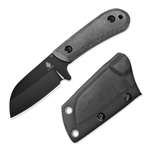 Kizer Deckhand Fixed Blade Hunting Knife with Sheath - Black Blade, Micarta & G10 Handle