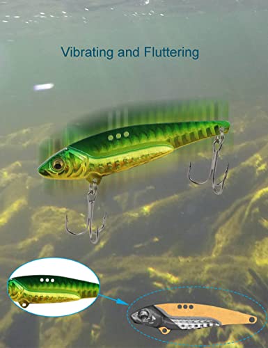 Blade Bait Bass Fishing Lures Set 6pcs 2.75in 20g Sinking VIB Hard Swimbaits - B-2.7in-0.7oz-6pcs