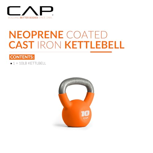10 LB Neoprene Coated Cast Iron Kettlebell with Wide Handle - Gray