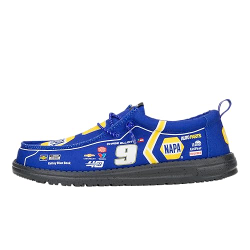 HEYDUDE Men's Wally NASCAR Slip-On Loafer - Blue Multi, Breathable Mesh Upper