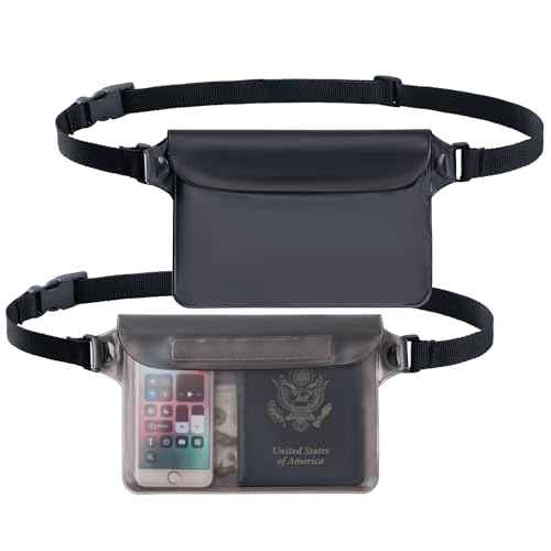 CADONO 2-Pack Waterproof Pouch with Adjustable Waist Strap | Screen Touch Sensitive Dry Bag, Keep Your Phone and Valuables Dry, Perfect for Swimming Kayaking Boating Fishing Beach Diving