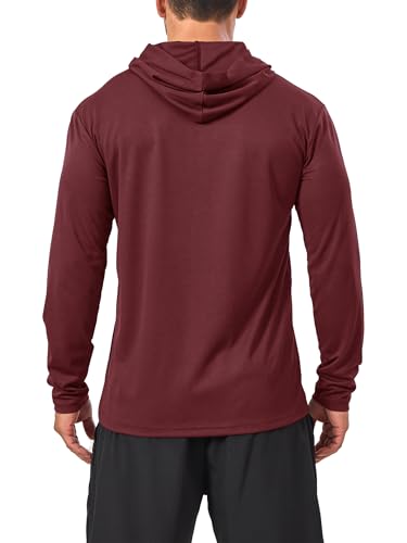 Sun Protection Hoodie for Men UV Long Sleeve Shirt X-Large - Navy/Wine/Olive/Black/Grey