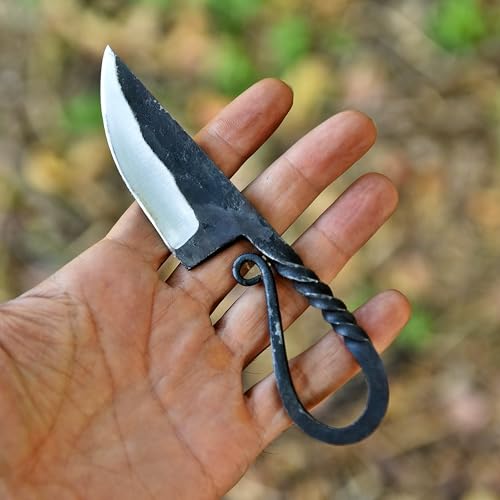 Hand Forged Celtic Pocket Knife - 6 Inch Viking Fixed Blade Hunting Knife with Leather Sheath – Medieval Style, High Carbon Steel, Antique Collector Gift - Forging Knife-1