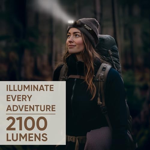 Hybrid Rechargeable Headlamp - Jeep HM-2100, 2100 Lumens, IPX4 Water-Resistant