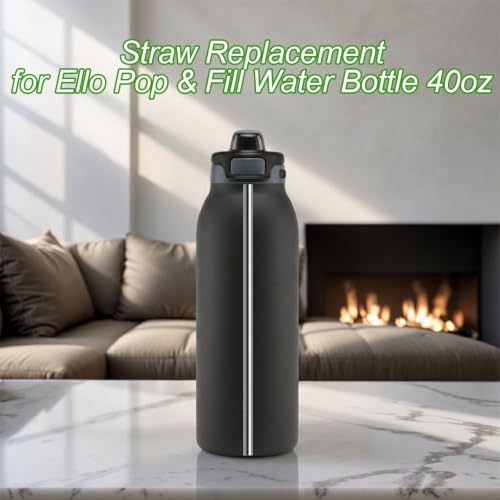 9.1 Inch Metal Straw Replacement for Ello Pop & Fill 40 oz Water Bottle - Pack of 6