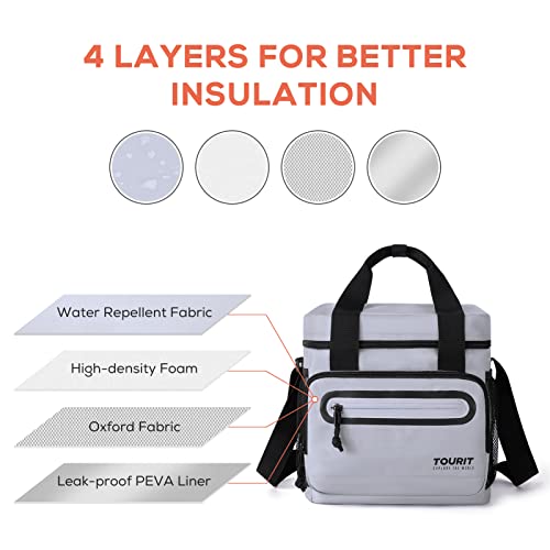 TOURIT Gray Large Insulated Lunch Bag 14L Cooler for Men Women Work, Picnic