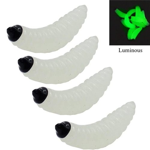 OriGlam 100pcs Soft Silicone Maggot Worm, Soft Artificial Bread Worm Fishing Lure, Biomimetic Earthworm Lures Worm Fishing Lures Simulation Bait Fake Worm
