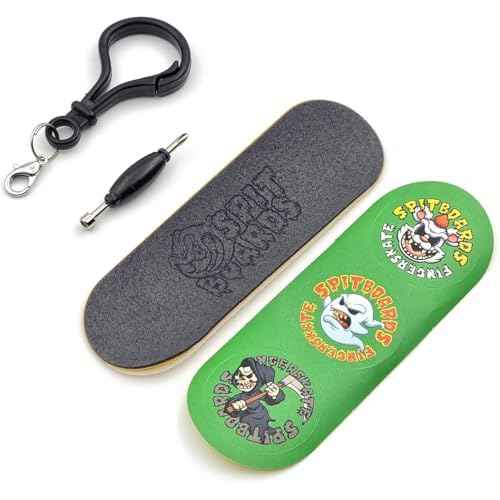 SPITBOARDS¢ç 32 mm Fingerboard Complete Real Wood Set-Up (Pre-Assembled, 5-Layers), Trucks with Lock Nuts, Bearing Wheels, Foam Grip Tape, (Deck: Zebra Wood, Trucks: Gold, Wheels: Black)