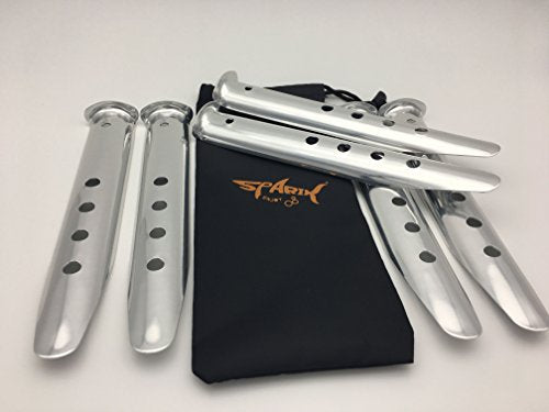 9 Inch Aluminum Tent Stakes Pack of 6 for Camping, Hiking, Snow & Sand