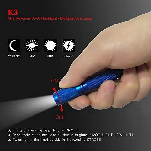 K3 Mini Keychain Flashlight AAA Small Keychain Light Bright 150 Lumens with Diffuser Clip,Multipurpose Pocket Light as Candle Hat Lamp Camp Lantern for Everyday EDC Dog Walking Hiking Camping
