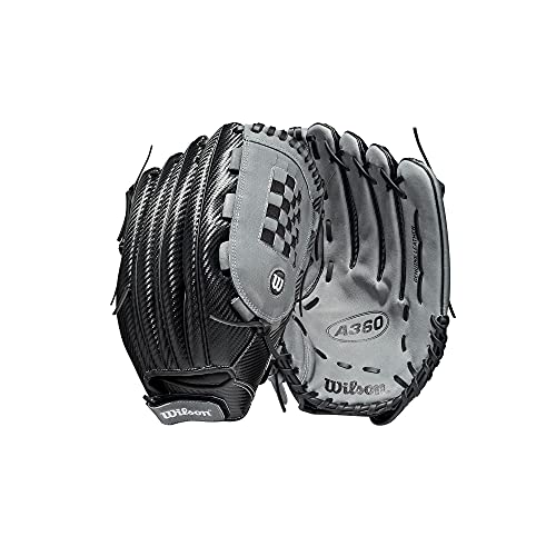Wilson 14 Inch Slowpitch Softball Glove - Right Hand Throw, Black/Grey Web
