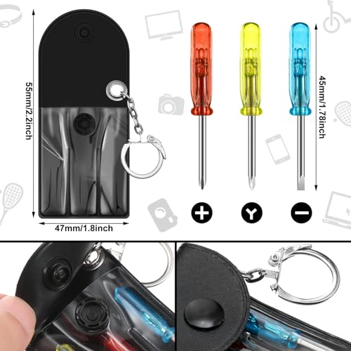 Mini Tape Screwdriver Keychain Set - Yellow & Black, 96 Pieces