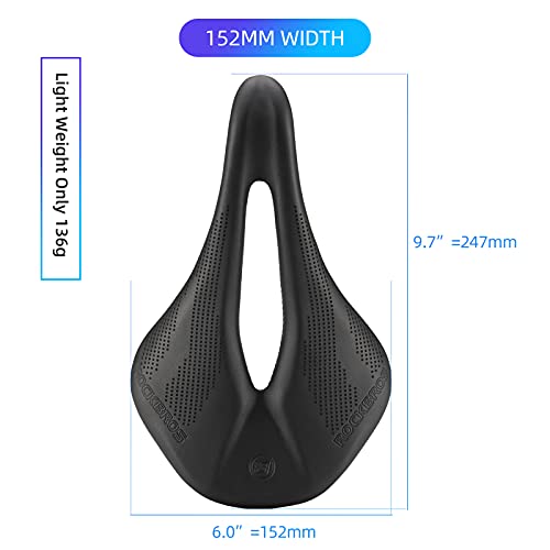 Lightweight Carbon Fiber Bike Saddle 152MM Wide Shock Absorbing Cycling Seat