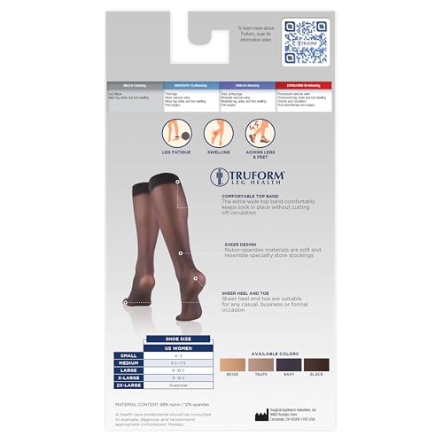 Truform Sheer Compression Stockings Women’s Knee High 8-15 mmHg 20 Denier Nude XL