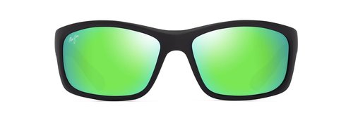 Maui Jim Unisex's Kanaio Coast Polarized Rectangle Sunglasses, Matte Black/Green/Mauigreen® Polarized, Medium