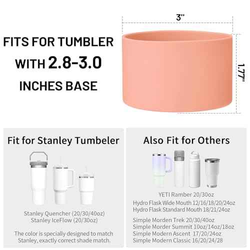 Boot and Straw Cover Set - 2pcs Silicone Boot, 3pcs Straw Cap, Bottom Protector for Stanley Cup H2.0 30oz & 40oz, Exact Color Match with Stanley, Accessories