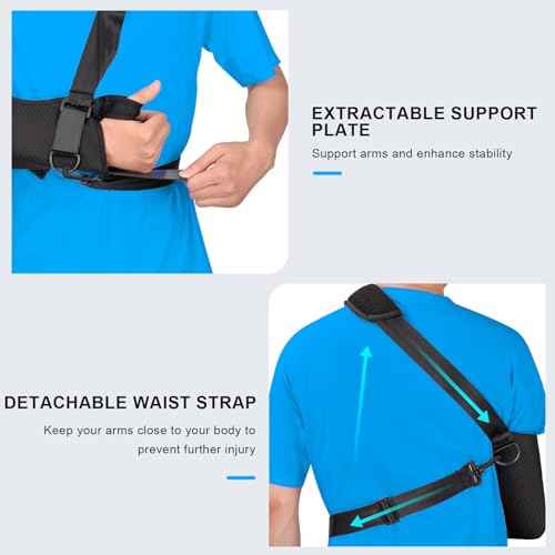 Adult Arm Sling Shoulder Immobilizer with Waist Strap Sling for Arm Shoulder Elbow Wrist Injury Torn Rotator Cuff Support Broken & Fractured Bones Fits for Left Right Arm Women Men