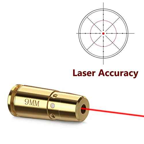 EZshoot Bore Sight Laser 9mm/ 223 5.56mm/ 30-06/25-06/270 /300BLK 7.62x35mm/ 6.5CM/ 12 Gauge Cal Red Laser Boresighter with Extra Batteries