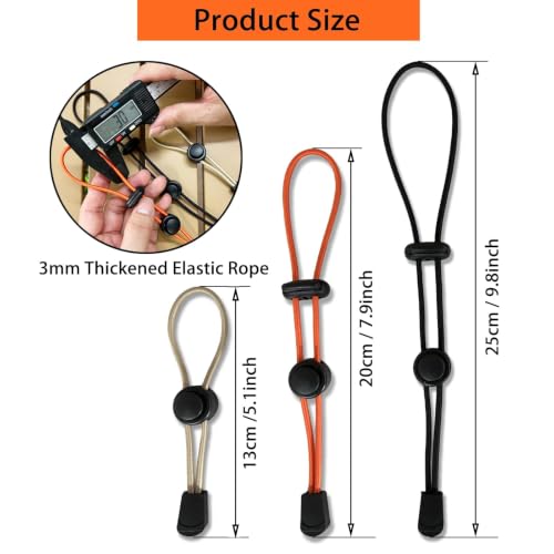 Tactical Hiking Pole Holder Set with 3 Sizes - Heavy Duty Elastic Cord, Khaki, Orange & Black Variations