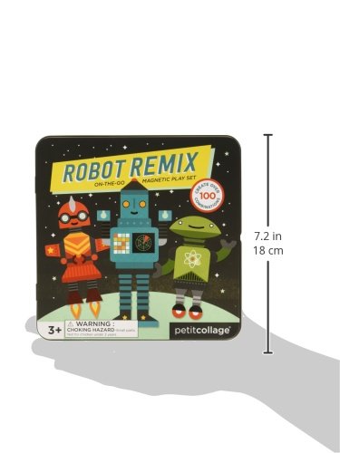 Petit Collage Magnetic Play Set Robot Remix - Mix & Match Magnetic Game Board for Kids 3+ - Includes 2 Scenes & 25+ Magnet Pieces (Variation: Mag Play Set Robot Remix)