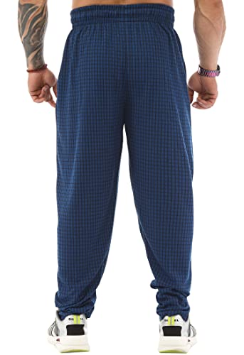 Men's Loose Fit Cotton Sweatpants with Pockets - Medium Blue