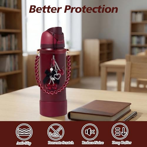 4pcs Water Bottle Accessories Set for Owala FreeSip 32oz - Black Cherry