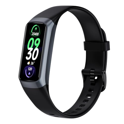 Fitness Tracker Activity Tracker 1.10''AMOLED Touch Color Screen,Smart Watch with 24/7 Blood Oxygen Heart Rate,Sleep Monitor,IP68 Waterproof,Step Counter Health for Women Men (Black)