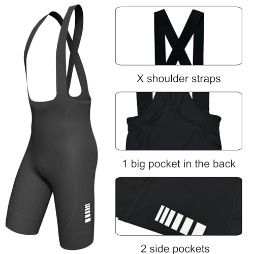 Men's Cycling Bib Shorts 3D Padded Bike Shorts Quick-Dry High Stretch Black X-Large