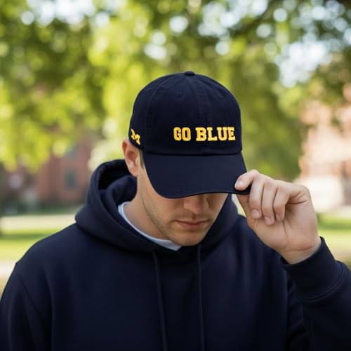 University of Michigan Embroidered Baseball Hat - Blue