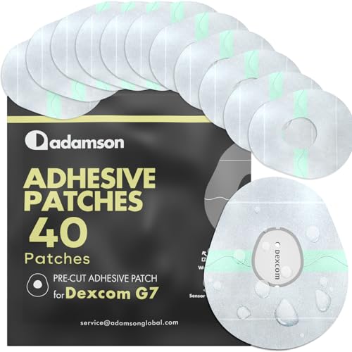 Adamson Dexcom G7 Over Patches Waterproof ? 40 Clear Adhesive Patches ? Transparent CGM Covers No Glue on Sensor ? Strong Hold ? Hypoallergenic & Sweatproof