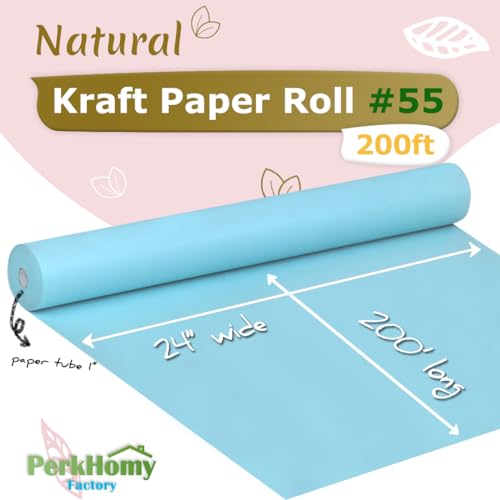 Light Blue Kraft Paper Roll 24" x 200' - 80GSM Craft Gift Wrapping Bulletin Board