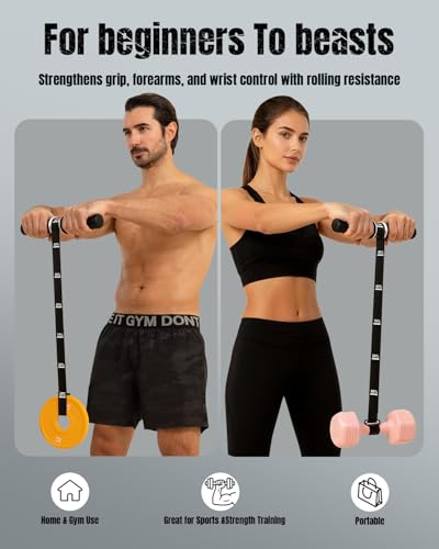 Forearm Strengthener Wrist Roller with Thick Silicone Handle for Grip Training