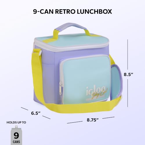 Igloo Retro Square Lunch Bag Cooler - Lilac Insulated Food Tote