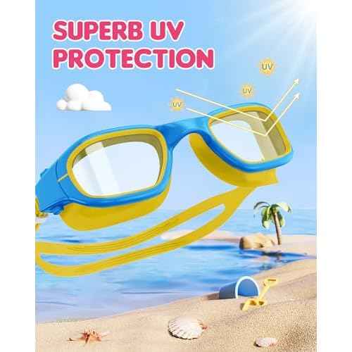 Kids Swim Goggles,Swimming Goggles for Kids 6-14, Anti-Fog UV Protection Pool Glasses for Boys Girls