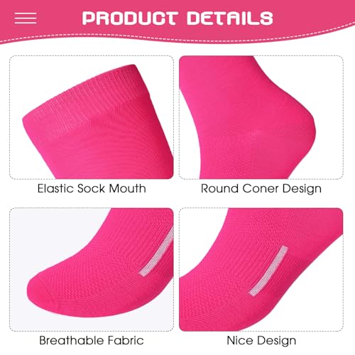 Youth Soccer Socks 12 Pairs Bulk Softball Football Socks - Medium Hot Pink