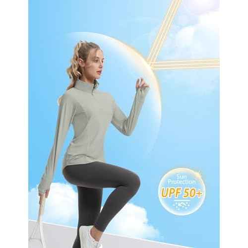 FKEEP Women's Sun Shirts Long Sleeve Athletic Jackets UPF 50+ Top with Thumb Holes Quick Dry for Golf Tennis Hiking