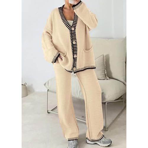 PRETTYGARDEN Lounge Sets for Women Fall 2025 Loungewear 2 Piece Outfits Cardigan Sweaters Track Suit Matching Winter Clothing