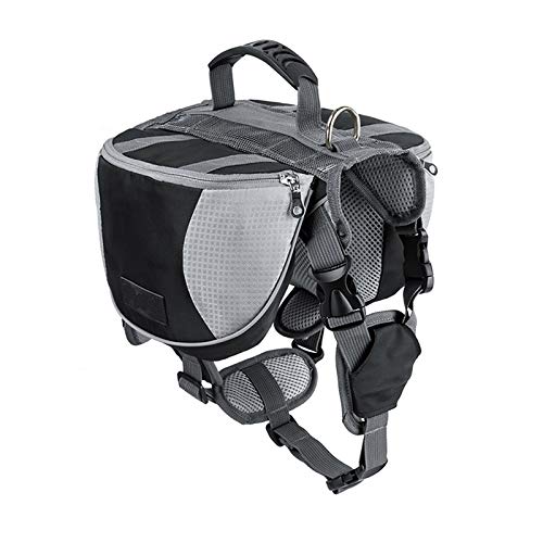 Adjustable Service Dog Backpack Saddle Bag for Hiking Camping Training Black Large