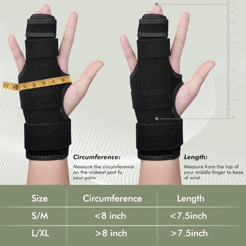 Trigger Finger Splint, 2 Finger Brace for Index, Middle, Ring, Pinky Finger, Treatment for Hand Fractures, Arthritis (L/XL, Right)