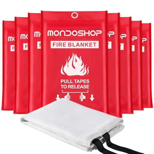 Emergency Fire Blanket 40x40 Inches - White, 8 Pack - Fire Safety Equipment