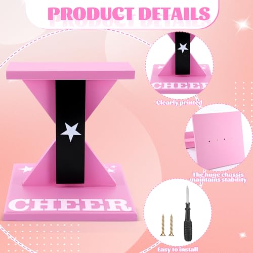 Pink Cheerleading Balance Trainer 12.2 x 13.19 Inch Wood Stunt Training Stand for Flexibility & Core Strength