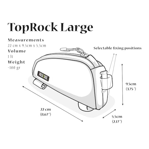 PACK2RIDE Toprock Frame Bag - Water Resistant, Durable Cordura Fabric & Bicycle Daily Essentials Holder - Top Tube, Frame Storage, Bikepacking for Road, Gravel Cycling - Black (1 L)