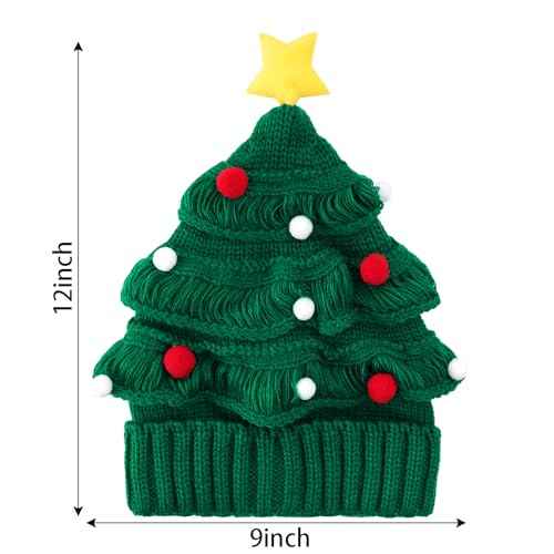 Winter Santa Hat Unisex Christmas Tree Knitted Beanie Hat for Holiday Christmas Women Men Warm