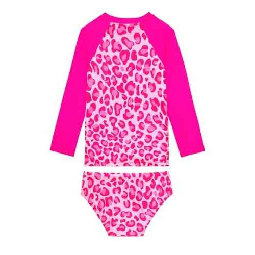 Girls Swimsuit Long Sleeve Rush Guard Bathing Suit Swimwear with Bikini Bottom Sun Protection