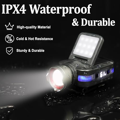 ISUNMEA Hard Hat Clip Lights, 2-Pack 800lm Rechargeable Clip on Cap Lights, 180¡Æ Adjustable Waterproof Bright Headlamp Flashlight Led Hat Light for Running, Fishing, Camping, Hunting, Working